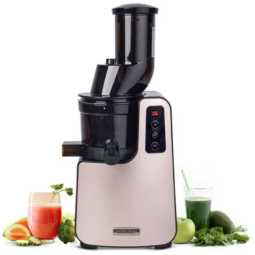 Hamilton Beach 200 W Cold Press Slow Juicer with 2 Jars (Champagne Gold)