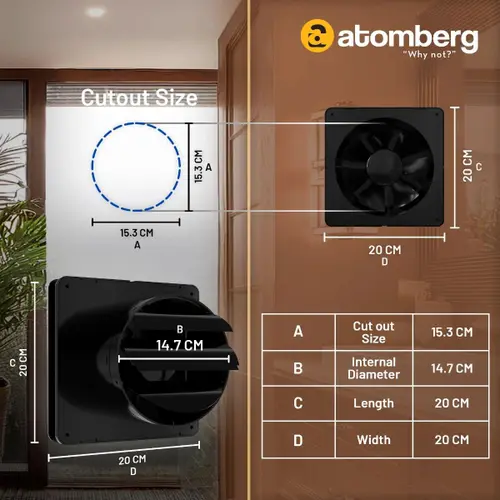 Atomberg Studio 150mm BLDC motor Energy Saving Exhaust Fan | Black 5 Atomberg Studio 150mm BLDC motor Energy Saving Exhaust Fan | Black