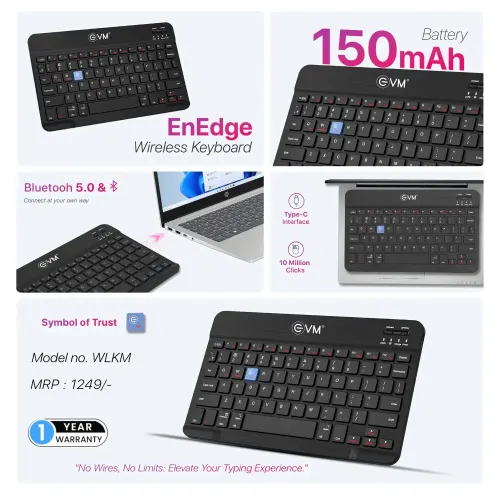 EVM Rechargeable Bluetooth Keyboard Enedge (Black)