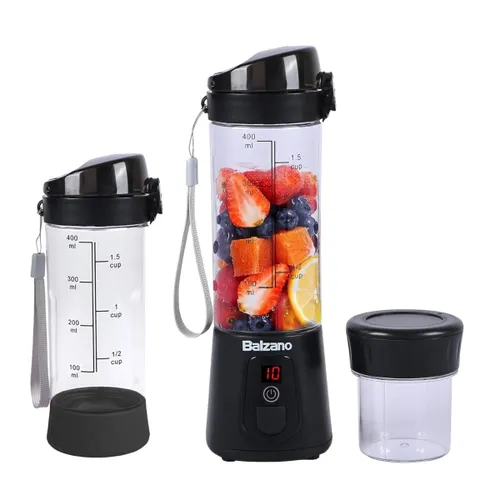 Balzano 400W Portable Blender Wireless Travel Juicer for Smoothie and Juices, Crush Ice, Baby Food Blender, Smoothie Blender, (Black)