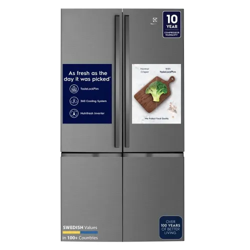 Electrolux 541 Litres Frost Free Inverter French Door Refrigerator with TasteLockPlus Technology, 360 Cooling System (EQE6000A-BNIN, Matte Dark Grey)