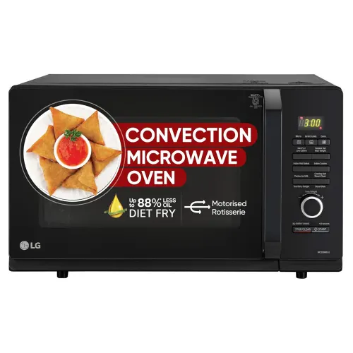 LG 32 Litres Convection Microwave Oven with Stainless Steel Cavity | Diet Fry | Motorised Rotisserie | Roti Basket (MC3286BLU, Black)