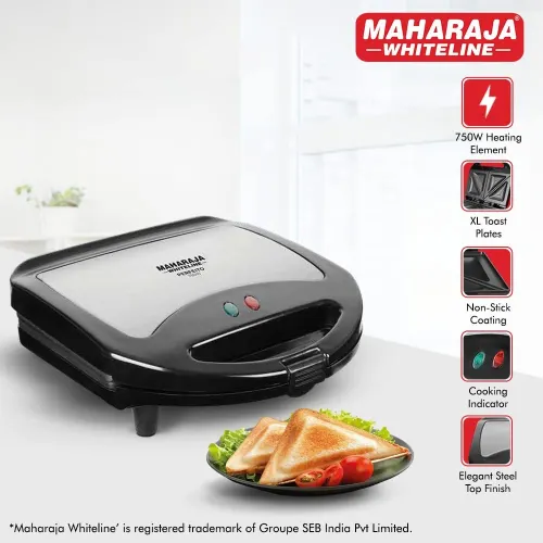 Maharaja Whiteline Perfeito Sandwich Maker, 750W - SM-207 (Black & Grey)