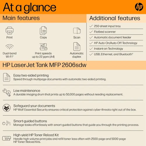 HP Laser Tank MFP 2606sdw Wireless All-in-One Laserjet Printer (Hi-Speed USB, Black/White) 6 HP Laser Tank MFP 2606sdw Wireless All-in-One Laserjet Printer (Hi-Speed USB, Black/White)