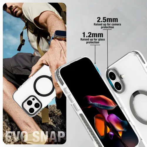 MUVTECH EVO SNAP Kickstand Mag-Safe Compatible Case for iPhone 16, Titanium 5 MUVTECH EVO SNAP Kickstand Mag-Safe Compatible Case for iPhone 16, Titanium