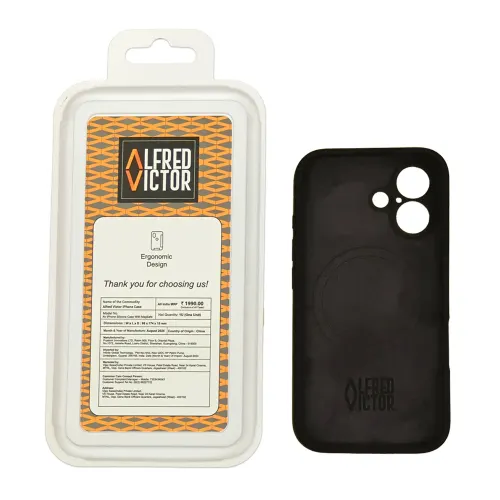 Alfred Victor Silicon Case For iPhone 16  with Mag Safe (Black)