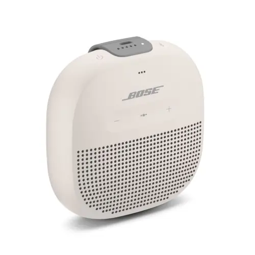 Bose Soundlink Micro Portable Bluetooth Speaker with deep bass, tear-resistant silicone strap (White Smoke)