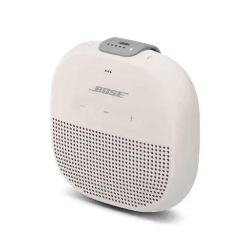 Bose Soundlink Micro Portable Bluetooth Speaker with deep bass, tear-resistant silicone strap (White Smoke)