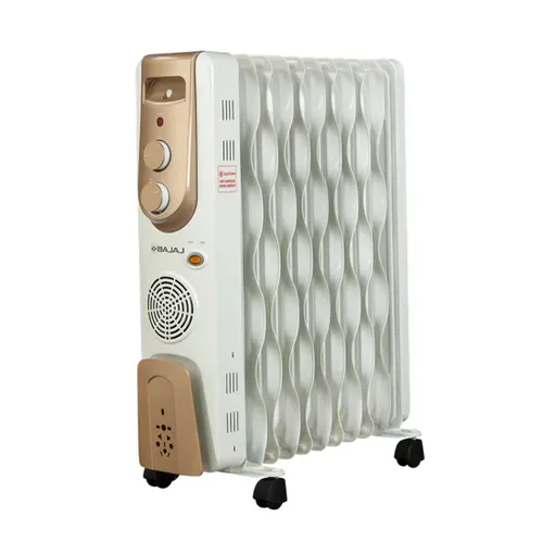 Bajaj Vienna OFR 11F Room Heater with Three Heat Settings | Neon Indicator for Power ON | Automatic Thermal cut-out (White)