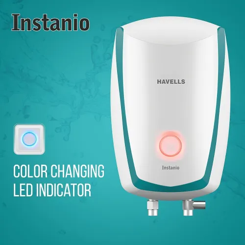 Havells Instanio 3L Instant Water Heater with LED Indicator, Rust and shock proof outer body 3000 W (White Blue)
