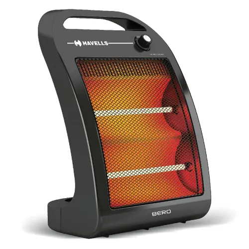 Havells Bero Quartz Heater Black with 800 Watt Power | 2 Heat Settings (Black)