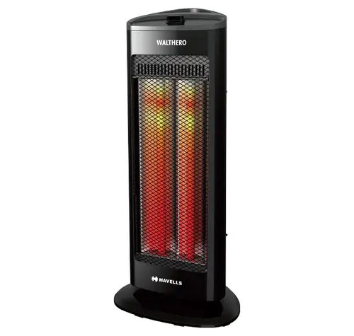 Havells Walthero 1000 Watt Carbon Heater with Dual Heat Setting | Oscillation Function (Black)