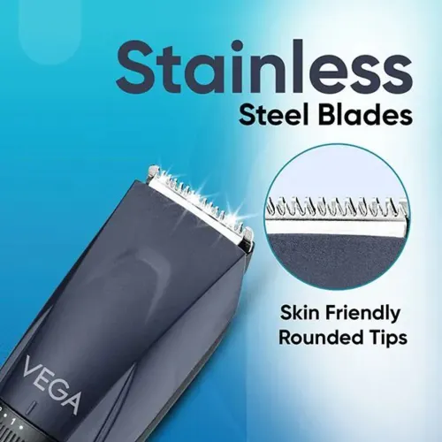 Vega TurboOne Beard Trimmer with Precision Stainless Steel Blades | Easy-to-Clean Design (Blue) 5 Vega TurboOne Beard Trimmer with Precision Stainless Steel Blades | Easy-to-Clean Design (Blue)