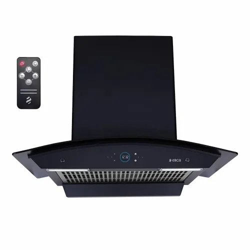 Elica ISMART GLACE FL HAC 60 LTW NERO Chimney with Filterless | Auto-Clean Chimney| Inverter Technology | Remote Control (Black)