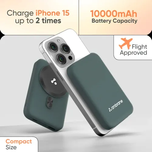 Ambrane AeroSync PB 12 10000mAh MagSafe Power Bank | 15W Wireless Charging | LED Indicators (Blue) 8 Ambrane AeroSync PB 12 10000mAh MagSafe Power Bank | 15W Wireless Charging | LED Indicators (Blue)