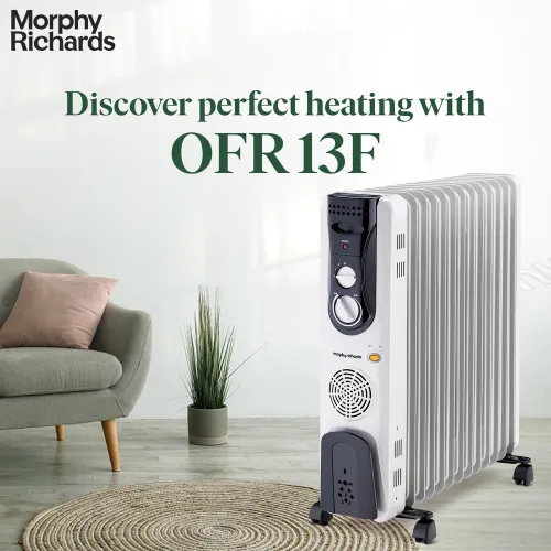 Morphy Richards OFR 13F Room Heater with 2900W Power | 13 Fins | Adjustable Thermostat | Tip Over Switch (White)