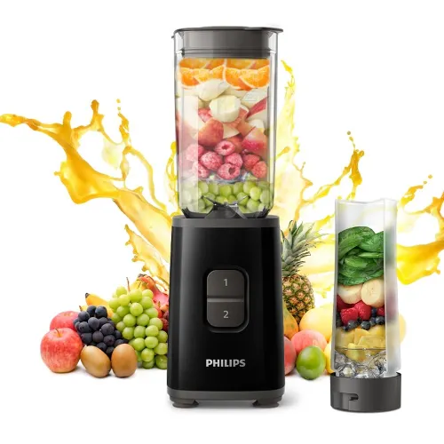 Philips 350W Mini-Blender with 2-Jar Capacity | Variable Speed Control | Mixer, Grinder & Blender | Smoothie Maker (Black)