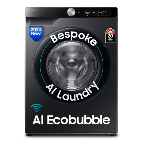 Samsung 12 Kg 5 Star Fully Automatic Front Load Washing Machine with AI Ecobubble | Super Speed | Wi-Fi | Hygiene Steam (WW12DG6B24AB, Black)