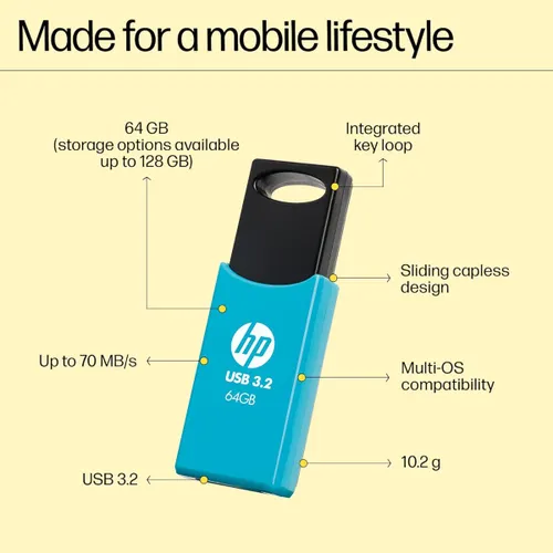 HP 712w 64GB USB 3.2 Flash Drive - Blue (7Z377AA)
