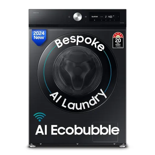 Samsung 12 Kg 5 Star Fully Automatic Front Load Washing Machine with AI Ecobubble | Super Speed | Wi-Fi | Hygiene Steam (WW12DB7B24GB, Black)