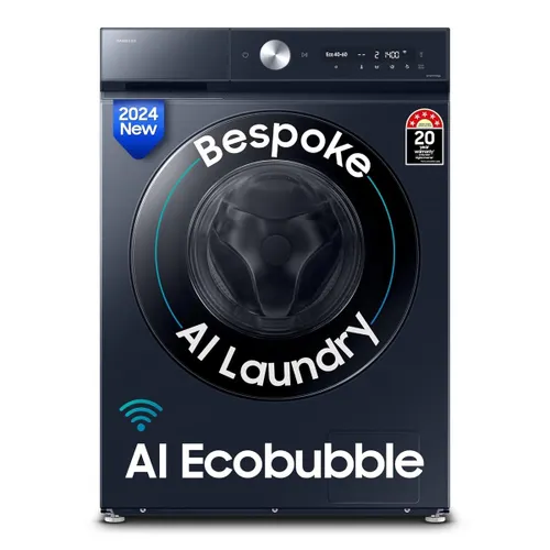 Samsung 12 Kg 5 Star Fully Automatic Front Load Washing Machine with AI Wash | AI Control | Super Speed | Wi-Fi | Hygiene Steam (WW12DB8B54GS, Navy)
