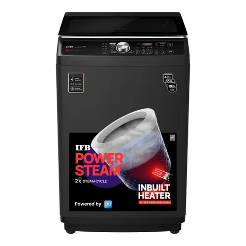 IFB 9 Kg 5 Star Fully Automatic Top Load Washing Machine with Power Steam | Aqua Energie | Triadic Pulsator | Hot Wash (TL900NB2S, Noir Black)