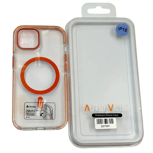 Alfred Victor Clear Case With Orange Rim For iPhone 15