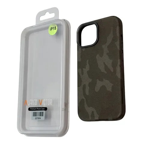 Alfred Victor Fabric Case For iPhone 15 (Camo Grey)