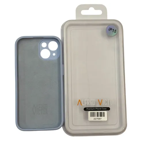 Alfred Victor Silicon Case For iPhone 15 (Light Blue)