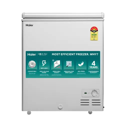 Haier 145 Litres 5 Star Single Door Convertible Deep Freezer with Deo Fresh Technology | Inside Metal Liner (White, HFC-145SM5)