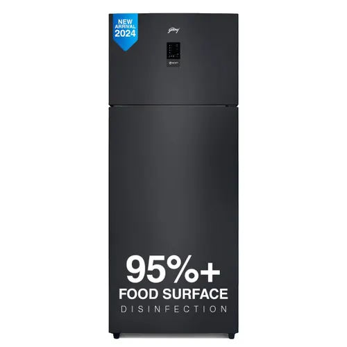 Godrej 436 Litres 2 Star Frost Free Inverter Double Door Refrigerator | 95%+ Food Surface Disinfection with Nano Shield Technology (RT Eon Regalis 477B RCI MT BK, Matte Black)