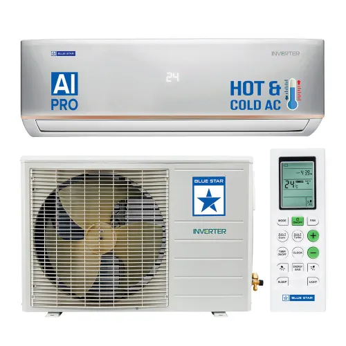 Bluestar 1.5 Ton (3 Star-Inverter) Hot & Cold Split AC with 4 Way Swing | 5-in-1 Convertible Cooling | PM 2.5 Filter | Smart Ready (IC318DNUHC)