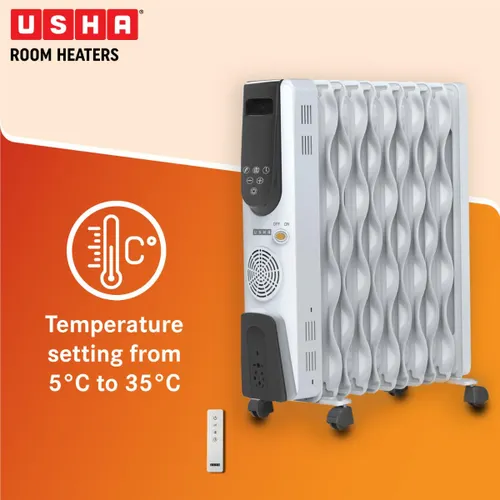 Usha OFR - 4311 FSE PTC Room Heater with S Shape Fins | Remote Control | Digital Display | Tip Over Protection (White) 4 Usha OFR - 4311 FSE PTC Room Heater with S Shape Fins | Remote Control | Digital Display | Tip Over Protection (White)