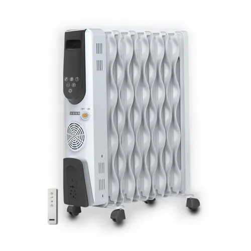 Usha OFR - 4313 FSE PTC Room Heater with S Shape Fins | Remote Control | Digital Display | Tip Over Protection | Castor Wheels (White)
