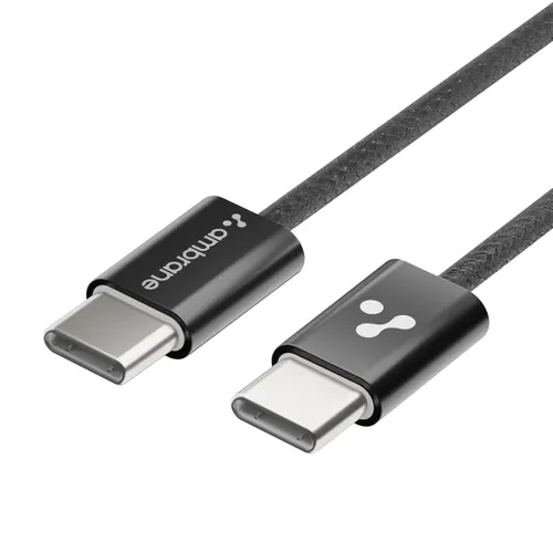 Ambrane Fine Braided 60W Type C to C Usb Cable with Data Transfer Rates of Up to 480 mbps ABCC60 (Black)