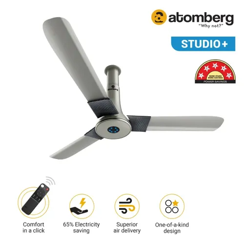 Atomberg Studio Plus 1200 mm BLDC Ceiling Fan with Remote Control & LED Indicators (Sand Grey) 2 Atomberg Studio Plus 1200 mm BLDC Ceiling Fan with Remote Control & LED Indicators (Sand Grey)