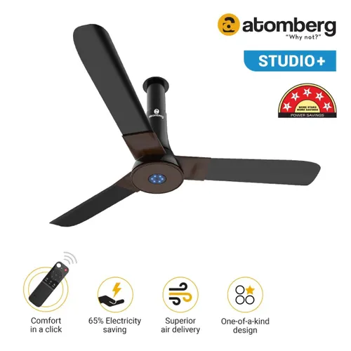 Atomberg Studio Plus 1200 mm BLDC Ceiling Fan with Remote Control & LED Indicators | Earth Brown 2 Atomberg Studio Plus 1200 mm BLDC Ceiling Fan with Remote Control & LED Indicators | Earth Brown