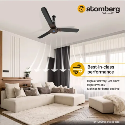 Atomberg Studio Plus 1200 mm BLDC Ceiling Fan with Remote Control & LED Indicators | Earth Brown 3 Atomberg Studio Plus 1200 mm BLDC Ceiling Fan with Remote Control & LED Indicators | Earth Brown