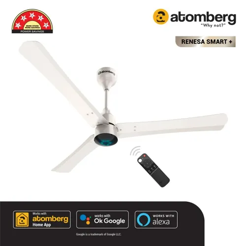 Atomberg Renesa Smart Plus 1200 mm BLDC Ceiling Fan with IoT, Remote Control & LED Indicators | Pearl White 3 Atomberg Renesa Smart Plus 1200 mm BLDC Ceiling Fan with IoT, Remote Control & LED Indicators | Pearl White
