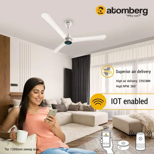 Atomberg Renesa Smart Plus 1200 mm BLDC Ceiling Fan with IoT, Remote Control & LED Indicators | Pearl White 4 Atomberg Renesa Smart Plus 1200 mm BLDC Ceiling Fan with IoT, Remote Control & LED Indicators | Pearl White