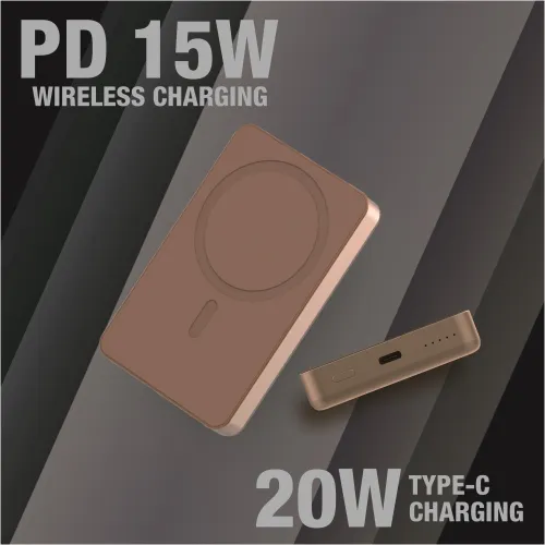 Muvtech Slim 15W Magnetic Wireless Magsafe 10000 mAh Power Bank, Desert Titanium 2 Muvtech Slim 15W Magnetic Wireless Magsafe 10000 mAh Power Bank, Desert Titanium