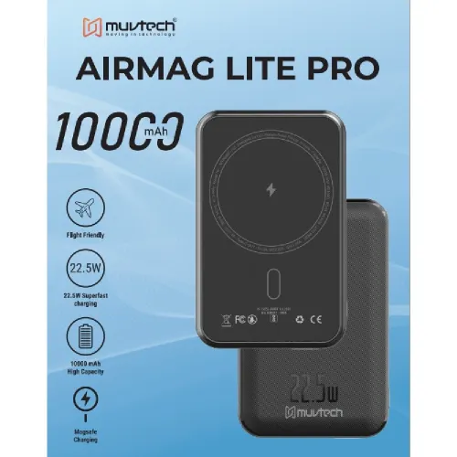 Muvtech Airmag Lite Pro 10000mAh Power Bank, Black 4 Muvtech Airmag Lite Pro 10000mAh Power Bank, Black