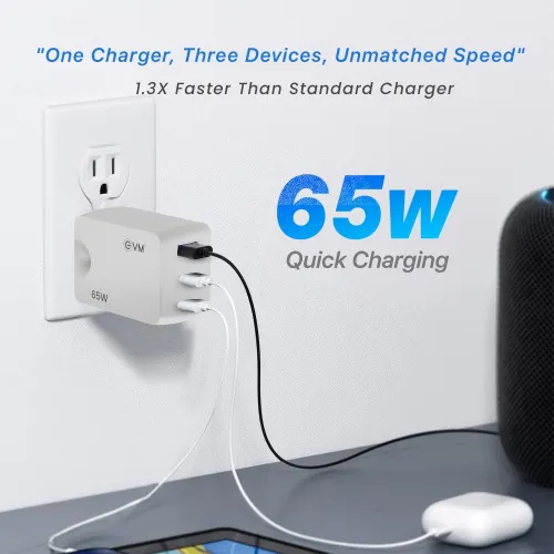 EVM EnBuzz 2.0 GAN EVM-CH-012 65W Charging Adapter with USB Type-C Cable