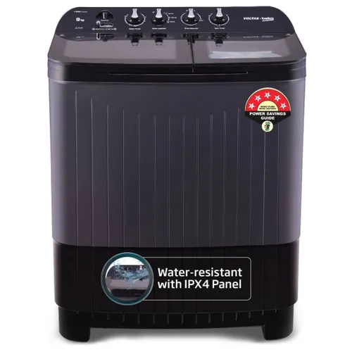 Voltas Beko 9 Kg 5 Star Semi Automatic Top Load Washing Machine with Special Pulsator | Double Waterfall | Soft Closing Door (WTT90UDX/BKGR4KGTD)