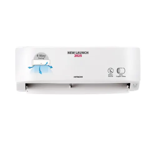 Hitachi 1 Ton 3 Star Fixed Speed Split AC | 100% Copper | 4 Way Swing | Odour Free Air |Ambience Light (Senpai 3200FL, RAS.B312PCAIBA1 | White) 2025 Model