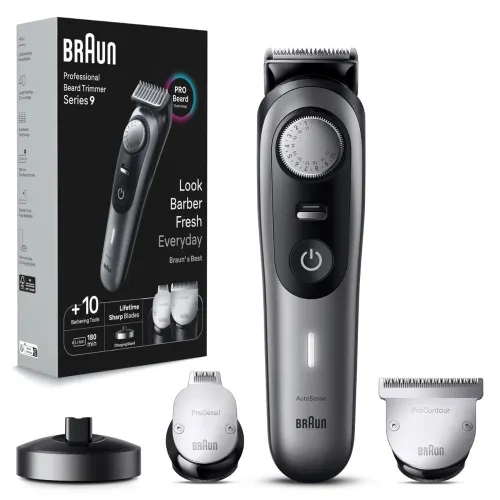 Braun 11-in-1 Trimmer for Men with 180-Min Runtime | Cordless | Lifetime Sharp Metal Blades | 40 Length Settings | Premium Case & Charging Stand | Waterproof (BRAUNBT9420)