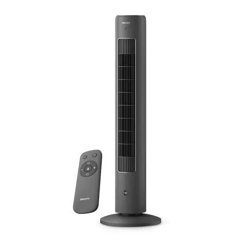 Philips High Performance Bladeless Technology Tower Fan with Touchscreen Panel and Remote Control | 60 Degree Oscillation | Child Lock (CX5535/11, Black)