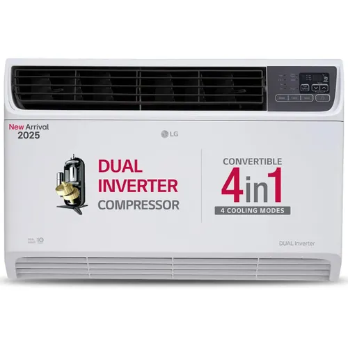 LG 1.5 Ton 3 Star DUAL Inverter Window AC | Copper | Convertible 4 in 1 Cooling | Super Silent Model (UW-Q18WUXA, White) 2025 Model