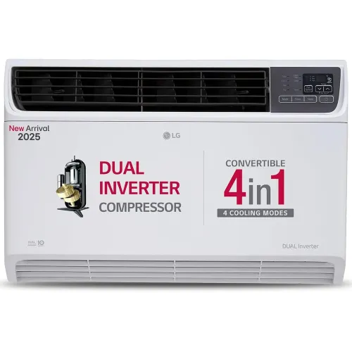 LG 1.5 Ton 5 Star DUAL Inverter Window AC | Copper | Convertible 4 in 1 Cooling | Super Silent Model (UW-Q18WUZA, White) 2025 Model