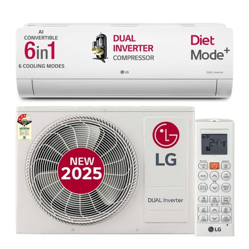 LG 1.5 Ton 5 Star AI DUAL Inverter Split AC | Copper | AI Convertible 6 in 1 | VIRAAT Mode| Faster Cooling| Energy Saving| 4 Way Swing | HD Filter with Anti Virus Protection (US-Q19PNZE, White) 2025 Model